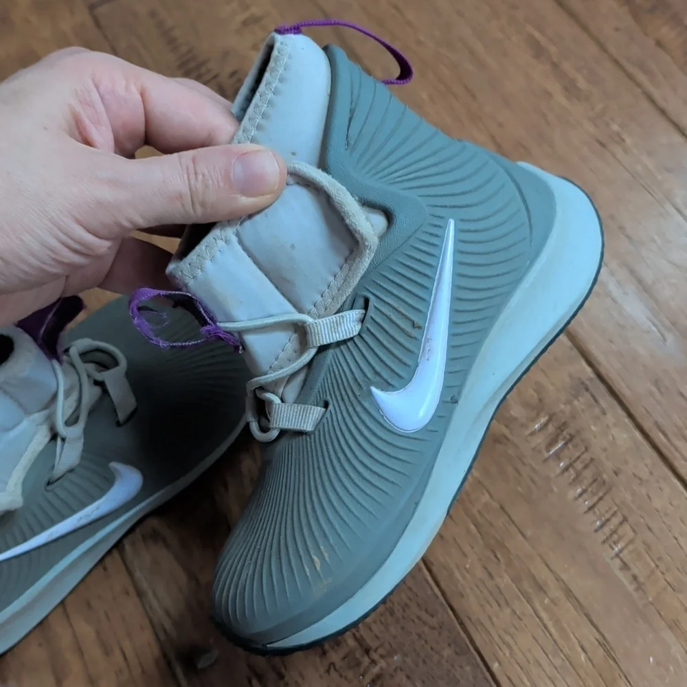 Nike Binzie Kids Rubber Rain Boots- Gray and Purple